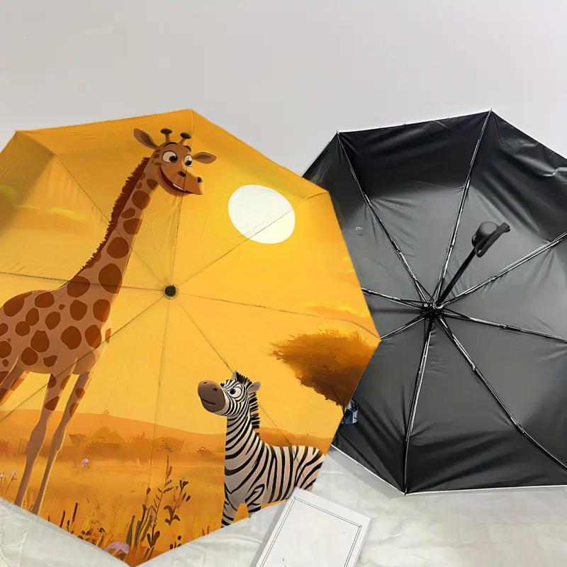 1PC Giraffe ZebraUmbrella-8-Rib Reinforced, Automatic Open, Lightweight & Durable, Cute Fashion Accessory for Outdoor-P193