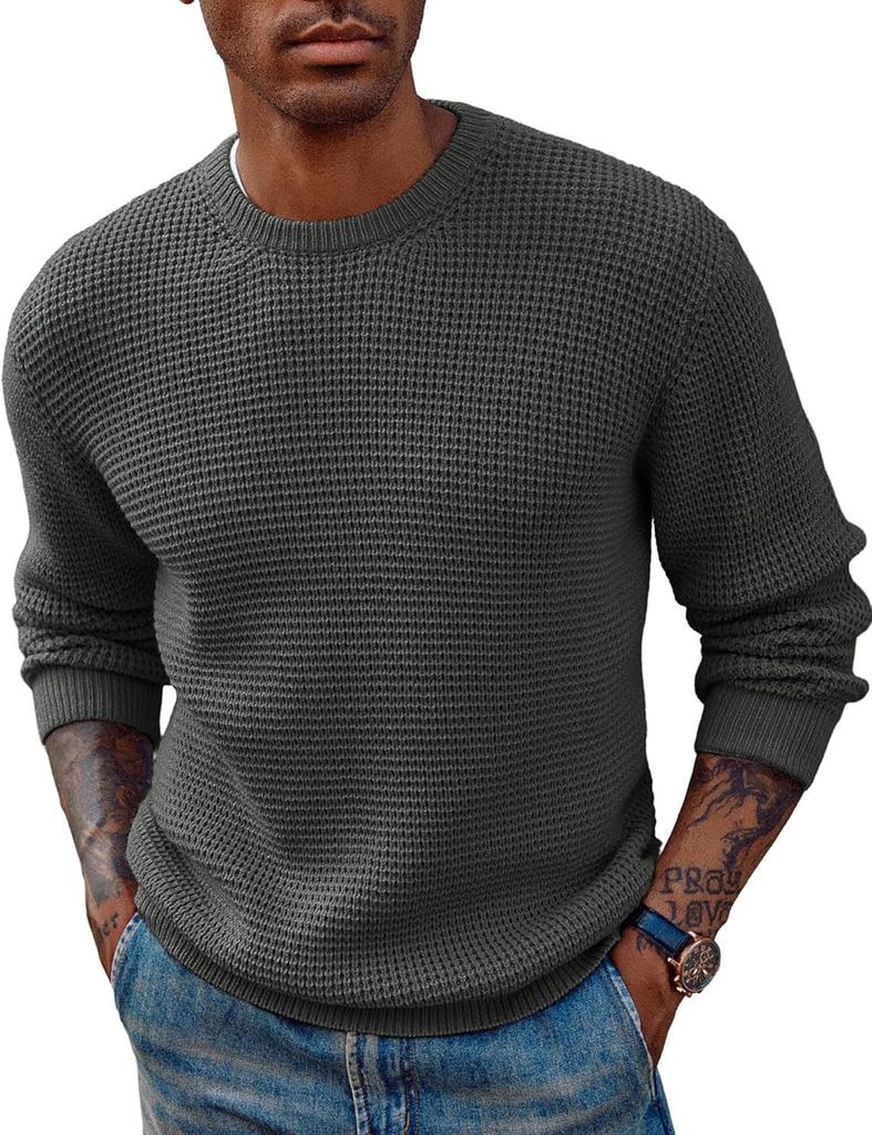 Men Round Neck Pullovers Long Sleeve Jumpers Knitted Sweater Casual Basics Sweaters Male Spliced Streetwear Autumn 2025