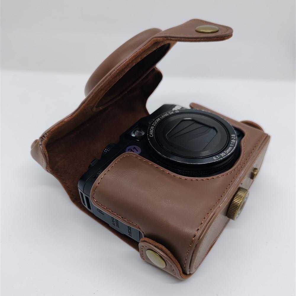 PU Leder Kameratasche für Canon Powershot G15 G16 Ganzkörperabdeckung mit Riemen