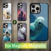 Cool Animal Polar Bear Phone For iPhone 17,12,11,16,15,13,14,Pro,Max,Plus,Mini, For Magsafe,Magnetic Wireless Charging Case