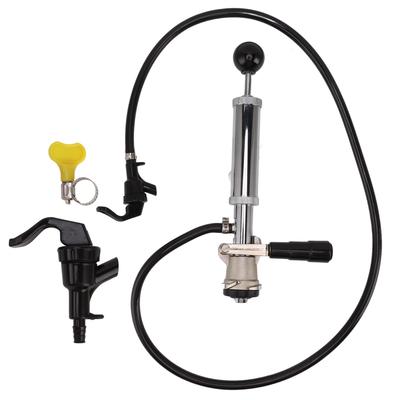 Beer Keg Pump 4in D System Chrome Iron Easy Operation Tight Sealing Keg Tap with Faucet Hose for