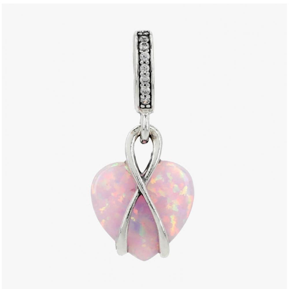 PAndora Mom Opalescent Pink Murano Pendant And Dangle Silver Charm 793202c01