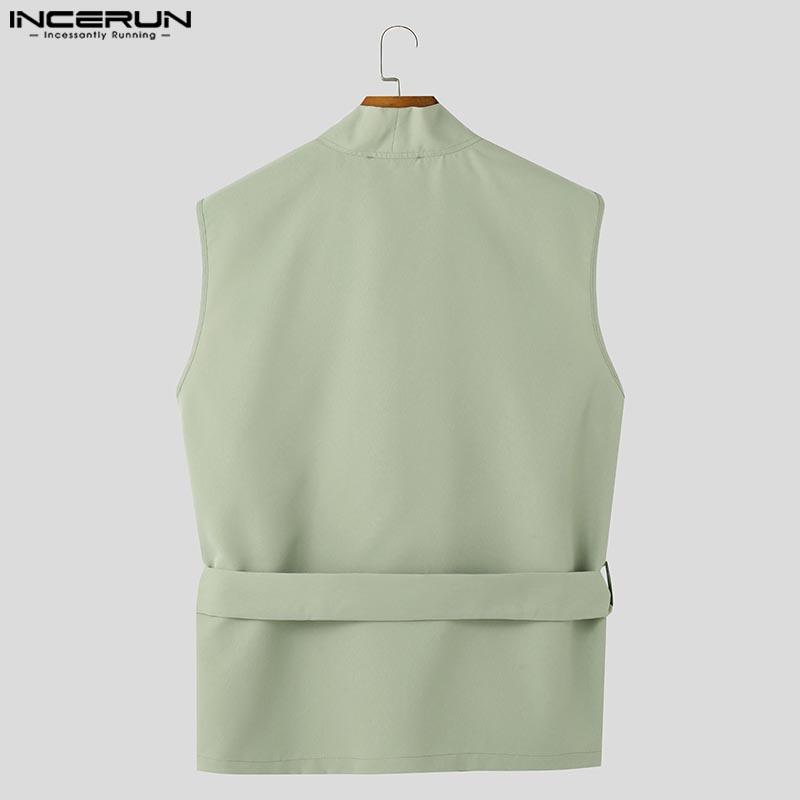 INCERUN 2PC Men Sleeveless Bandage Tank Tops and Long Casual Pants Two Pieces Sets