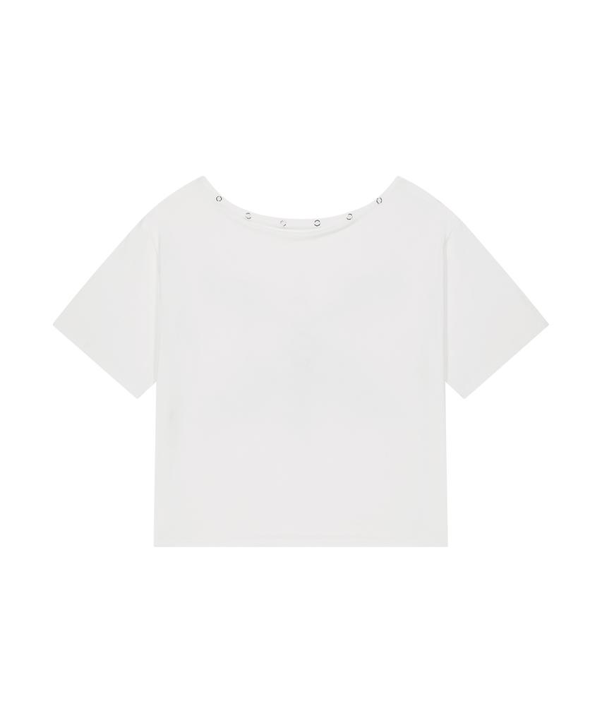 Aejeuyua Kitsch Rose Snap T-Shirt White