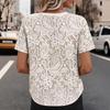 Women's Round Neck Short Sleeve Tee Regular Fit Elegant Casual Top Lace Floral Print Fashion Blouse