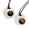Niche Design Leather Rope Sweater Chain Long Titanium Steel Texture Disc Necklace Tide