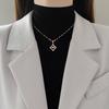 Square Smart Light Luxury Temperament Gorgeous Full Diamond Necklace Women'S Versatile Collarbone Chain Titanium Steel Chain