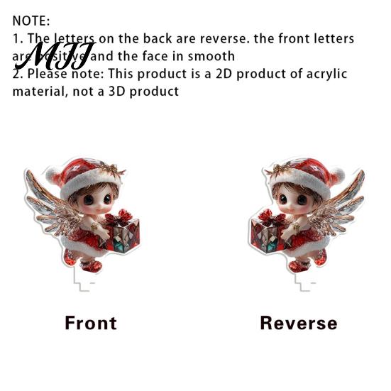 Christmas Desk Accessories Xmas Acrylic Ornament, 2D Flat Tree Gingerbread Man Ornament with Decorative for Holiday Rotatable Base, Table Centerpiece