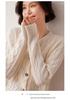 Women's Thick Cable Knit Cashmere Cardigan - Autumn/Winter Round Neck Loose Knitwear Jacket