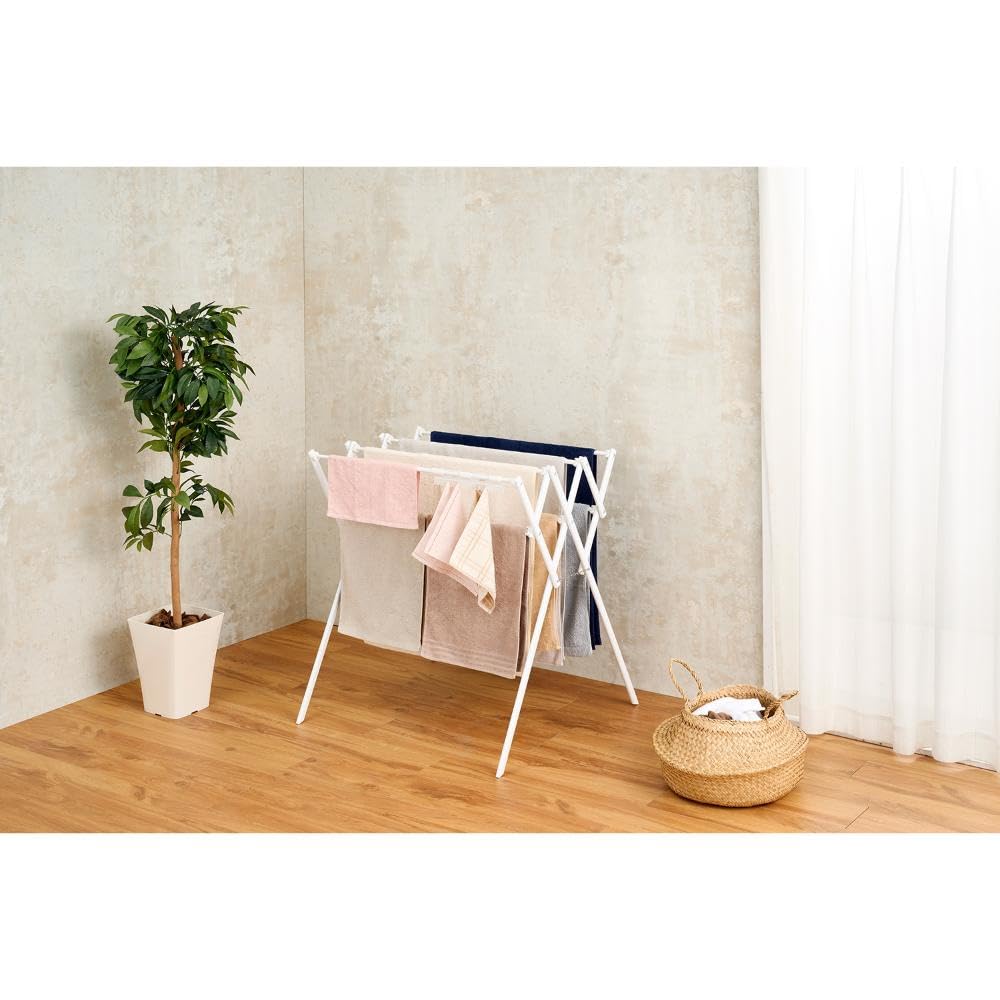 LIV PLUS NY-325 Quick Lock Clothes Drying Rack, Towel Rack, Extendable and Foldable, Compact, for Indoor Drying, White