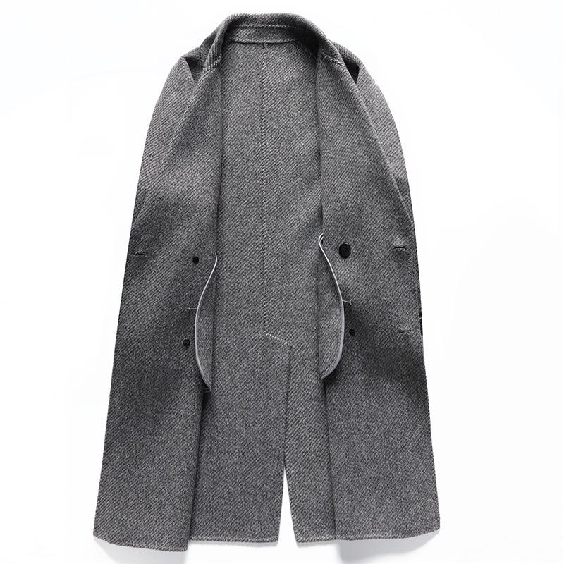 Youth Over-knee Long Shoulder Sleeve Version Wool Double-sided Woolen Coat Men's Autumn and Winter Double-breasted Coat