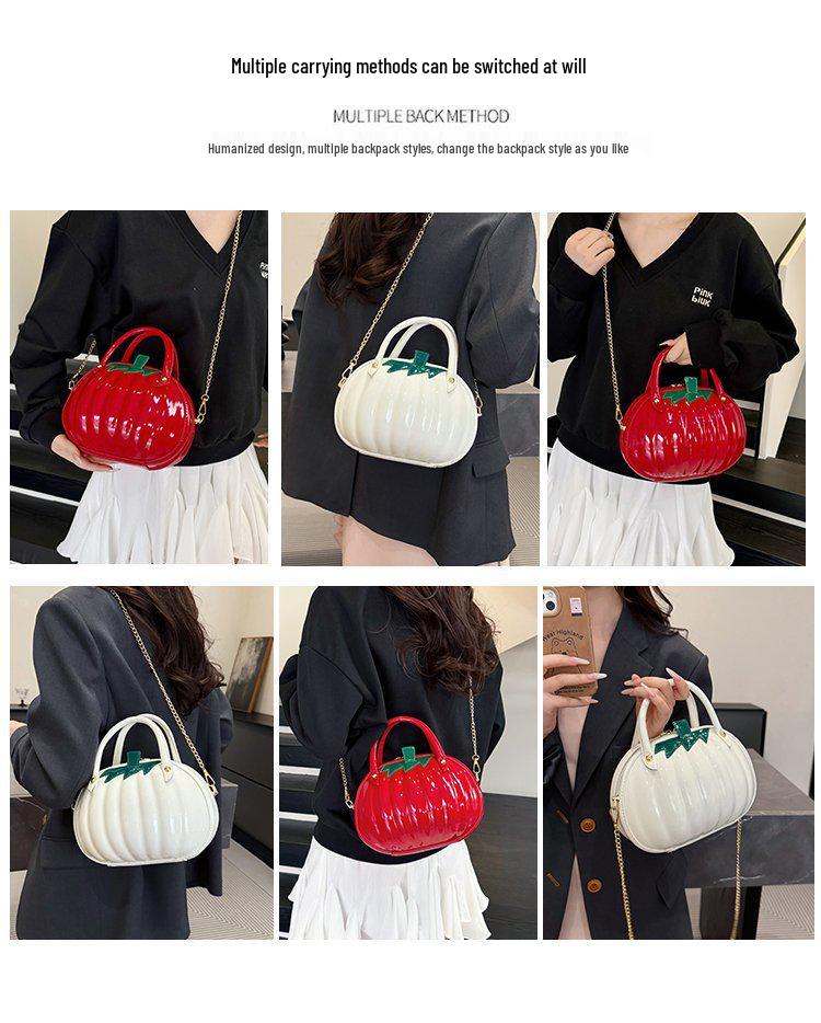2024 Autumn Women's Pumpkin-Shaped Handbag - Fashionable & Fresh PU Crossbody Bag