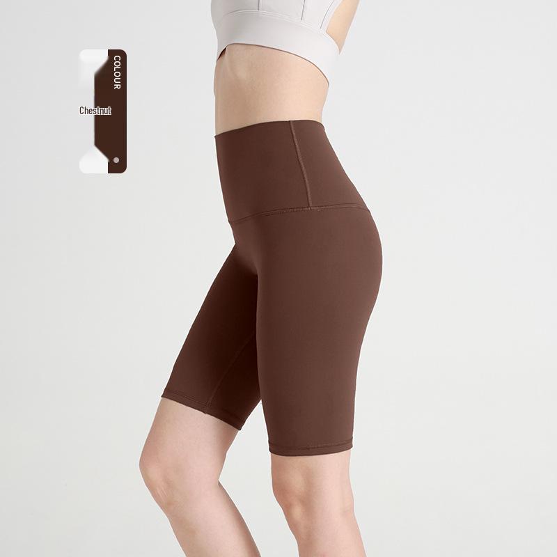 Women's High-Waist Nude Yoga Shorts - Seamless, Summer-Fit, Hip-Lifting Design