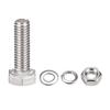 uxcell Hex Bolts, Nuts, Hex Head Screws, Flat & Lock Washer Kit, 304 Stainless Steel, Full Hex Bolt Thread, M6 x 20mm, 10-Pack