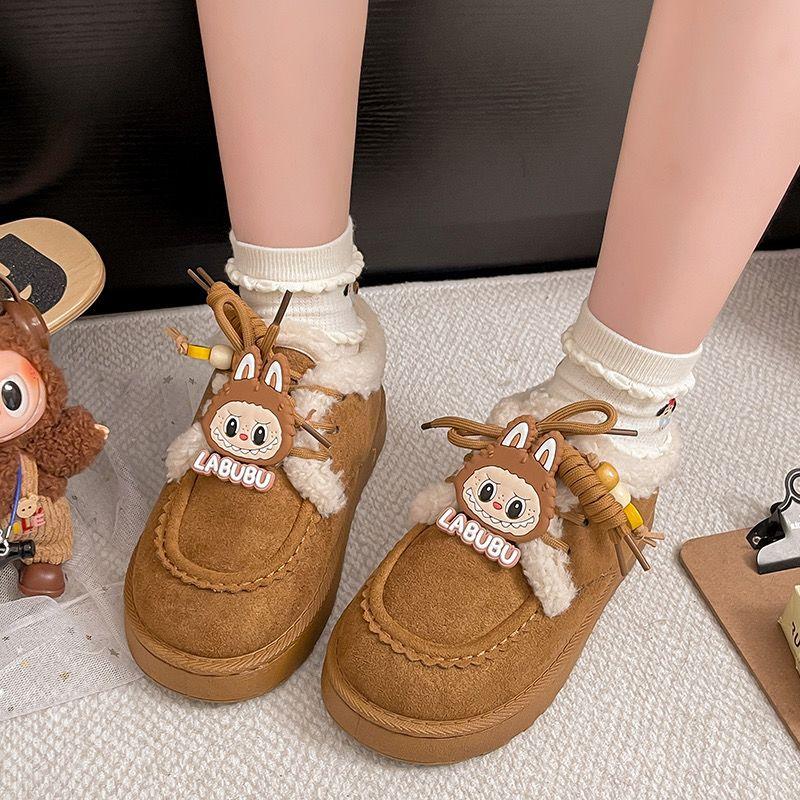 

Children s Fleece Warm Cotton Shoes, Winter Girls Fleece Soft-soled Snow Shoes 37