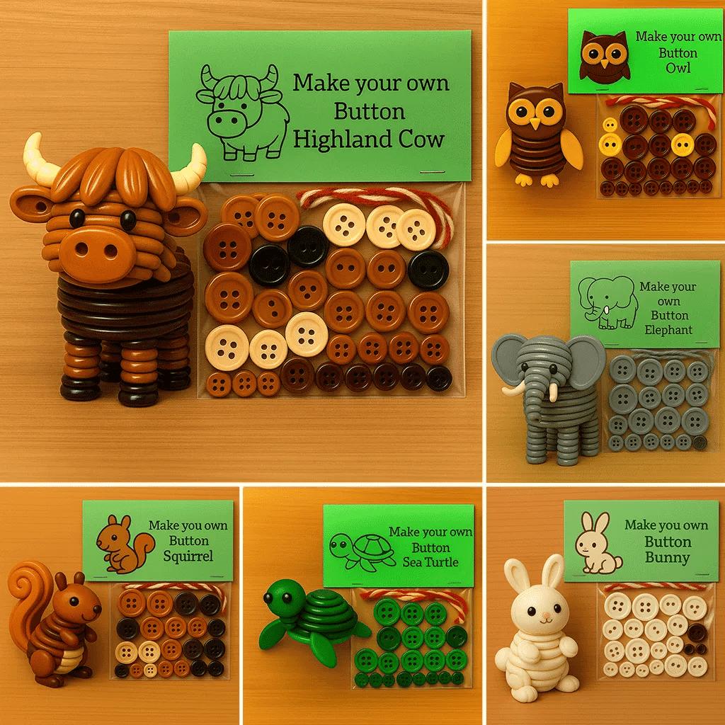 DIY Button Animal Ornaments Funny Animal Christmas Decoration Highland Cow Buttons Seasonal Decor Holiday Party Supplies