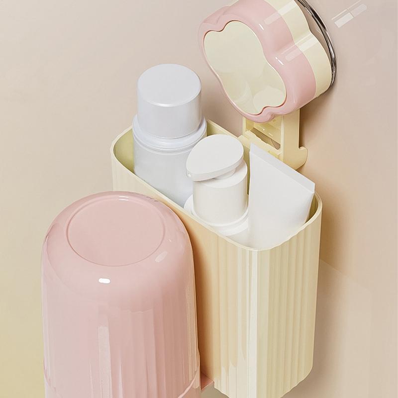Zahnbürsten-Zahnpasta-Halter mit Becher Saugnapf Mundspülbecherhalter Sicher und Unschädlich Zahnbürsten-Organizer für Hotel Wohnheim