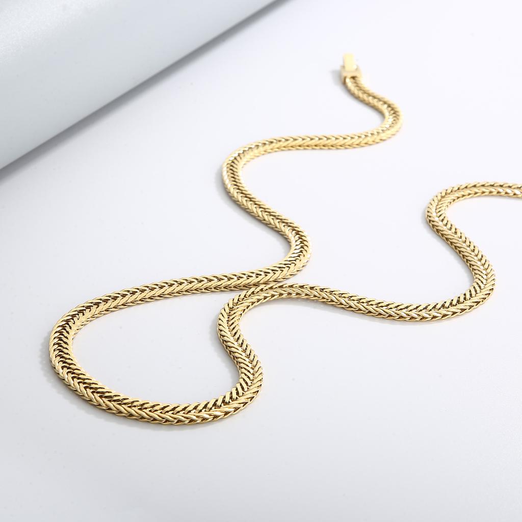 6mm Hip Hop Singular Chain Necklace Men's Stainless Steel Twisted Chain Simple Thick Necklace Gold/Black Color Pop Party Jewelry