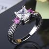 Handmade Diamond-Set Square Zircon Retro Women'S Ring, Ring, Black Personality Ring Children