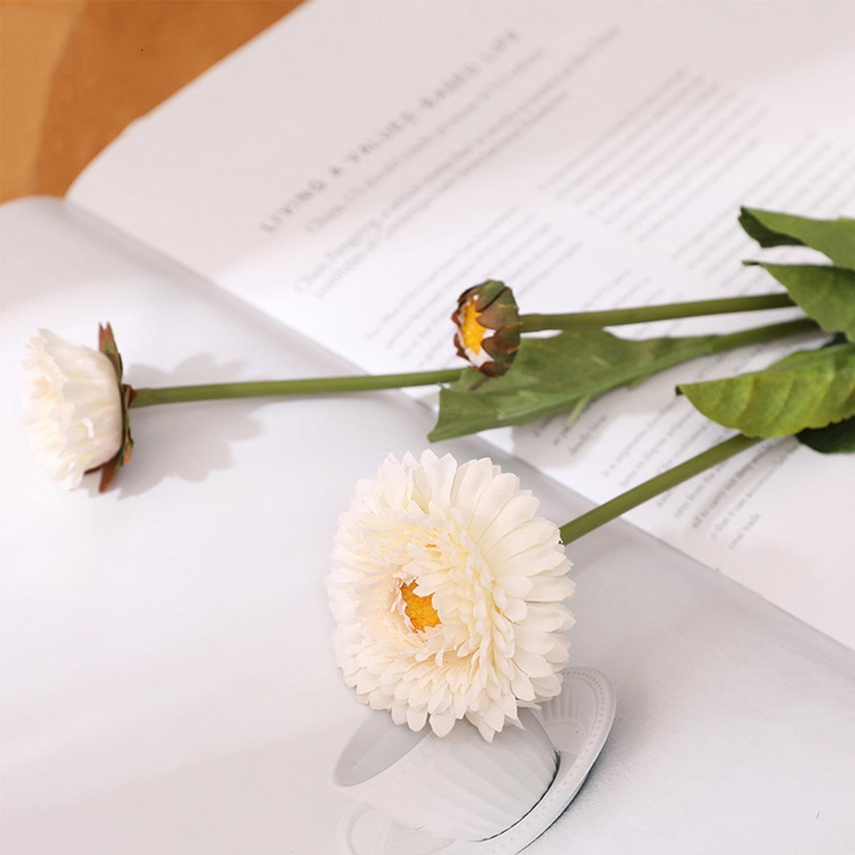 

8 шт. 38 см шелковый цветок календулы искусственные цветы ромашки 3 головки поддельные хризантемы осенние цветочные для домашнего офиса вечерние свадебный декор белый