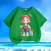 Children's Cartoon Pure Cotton Top, Summer Girls' Casual Loose T-shirt