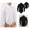Long Sleeve Turn-Down Collar Bodysuit for Men: Button Front Solid Color One-Piece Casual Shirt Top