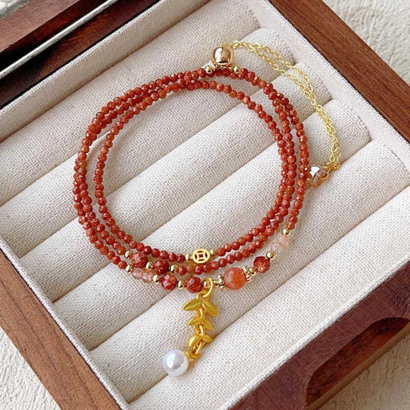 Sand stone bracelet women s three-circle gold sand stone bracelet, free girlfriend jewelry.