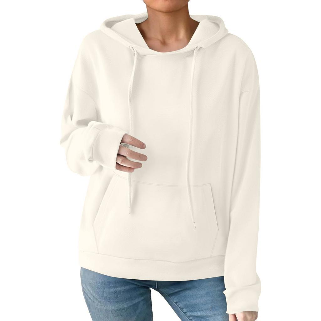 Women's Fashion Casual Color Pocket Long Sleeve Hoodie