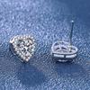Simulated Diamond Heart Earrings for Women In S925 Sterling Silver with Zirconia Six-Prong Setting