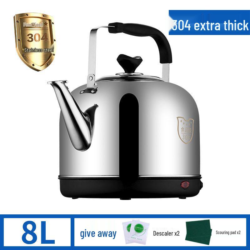 304 Stainless Steel Large Electric Kettle with Auto Power-Off & Keep Warm, Whistle Teapot for Household