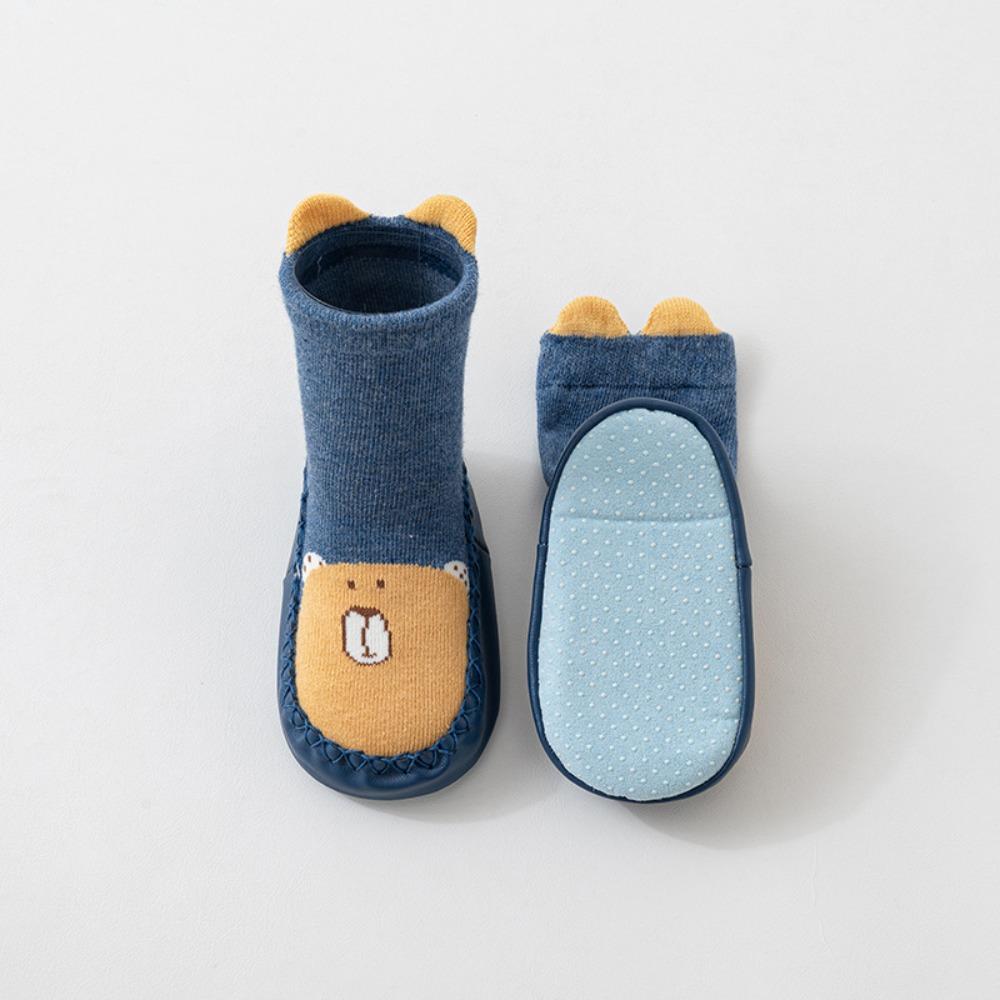 

A Pair Cartoon Design Baby Socks Slippers Anti Slip Toddlers Socks New Anti Slip Socks Indoor Use 13CM-Blue
