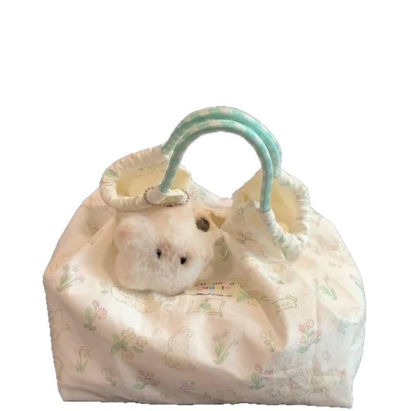 Korean Style Cartoon Rabbit Canvas Shoulder Bag - Large Capacity for Female Students