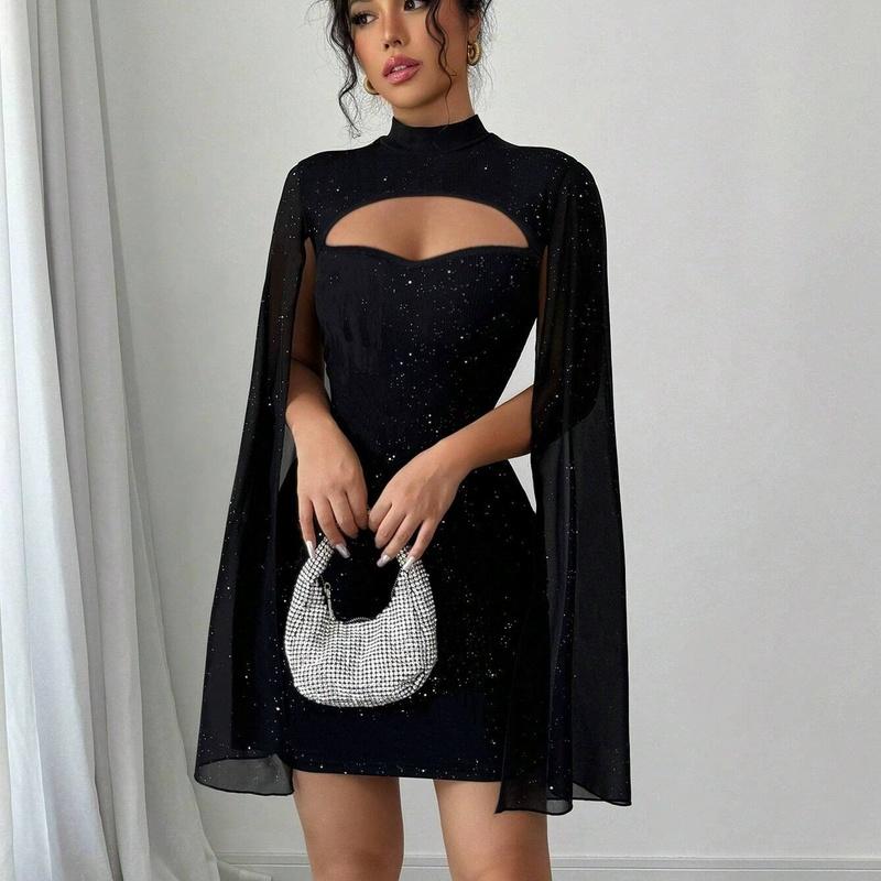 European Style Women Clothing Round Neck Chiffon Maxi Dress M