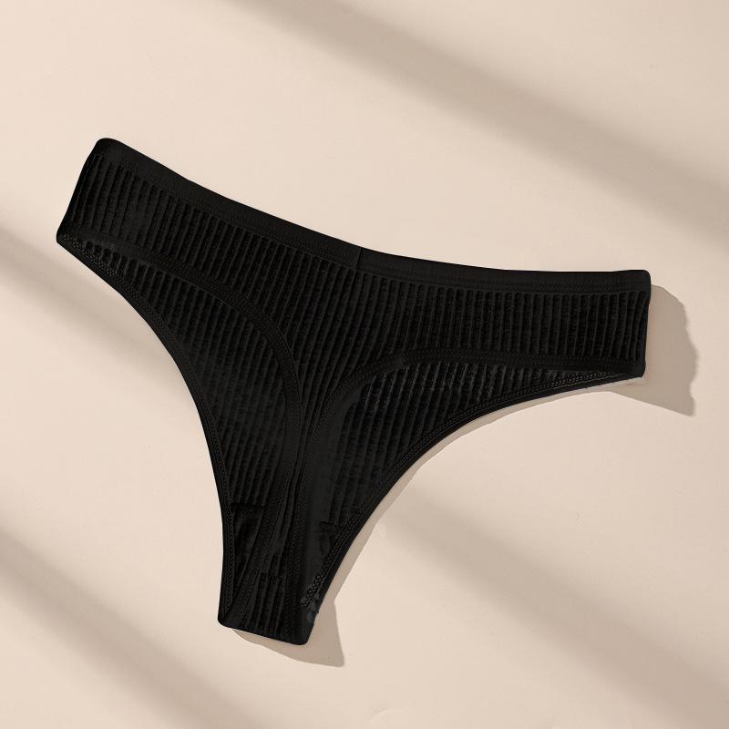 Sexy Low-Rise Thong Ribbed Women'S Panties Briefs T-Pants Yoga Fitness