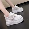 Black White Color Matching Sneakers for Women's Spring Autumn Lace Up  Thick Bottom Elevated Sponge Casual Sports Shoe