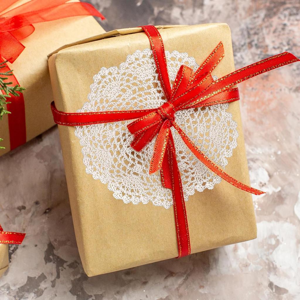 6 Pcs 8 Inch Beige Crochet Doilies, Round Cotton Lace Handmade Placemats & Coasters for Rustic Table Decor, Kitchen Dining Wedding Party