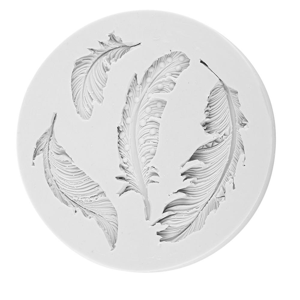 Cake Tools Silicone Feather Silicone Mould Feather Round Chocolate Mould Tool Grey Silicone Fondant Mould Fondant Craft