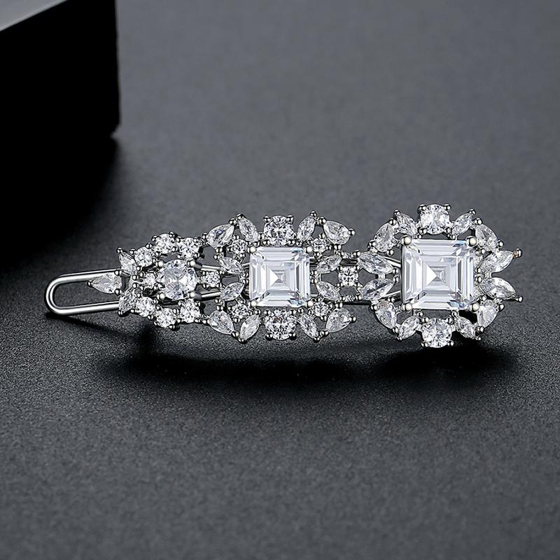 LUOTEEMI Cute CZ Crystal Accessories Metal Stylist Designer Clip Bridal for Girl Korean Hair Pin