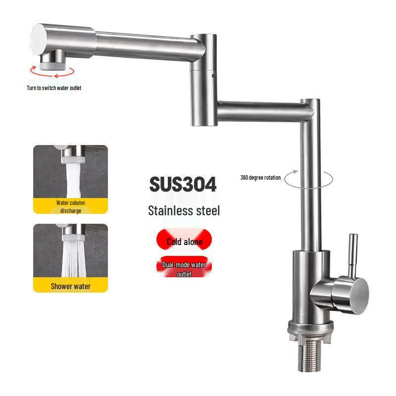 Tai Ju Fu 304 SS Single Cold Retractable Wood Stove Faucet