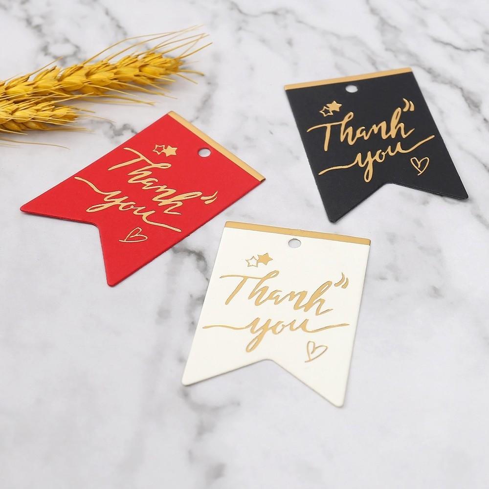 100pcs Bronzing Stamping Thank You Tags Handmade Packing Labels Gift Tags  Festive & Party Supplies