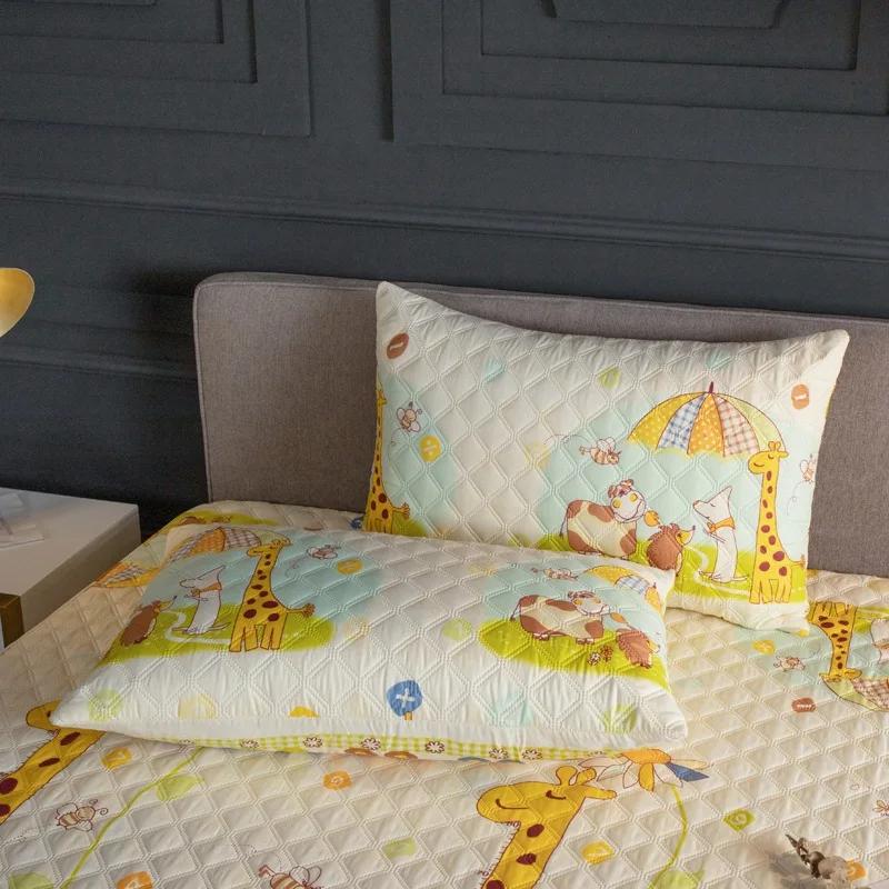 Solid Color 2Pc Waterproof Quilted Pillowcase Pillow Cover Case 48x74cm Pillowsham Anti-Mite Anti-Bacterial Bedroom