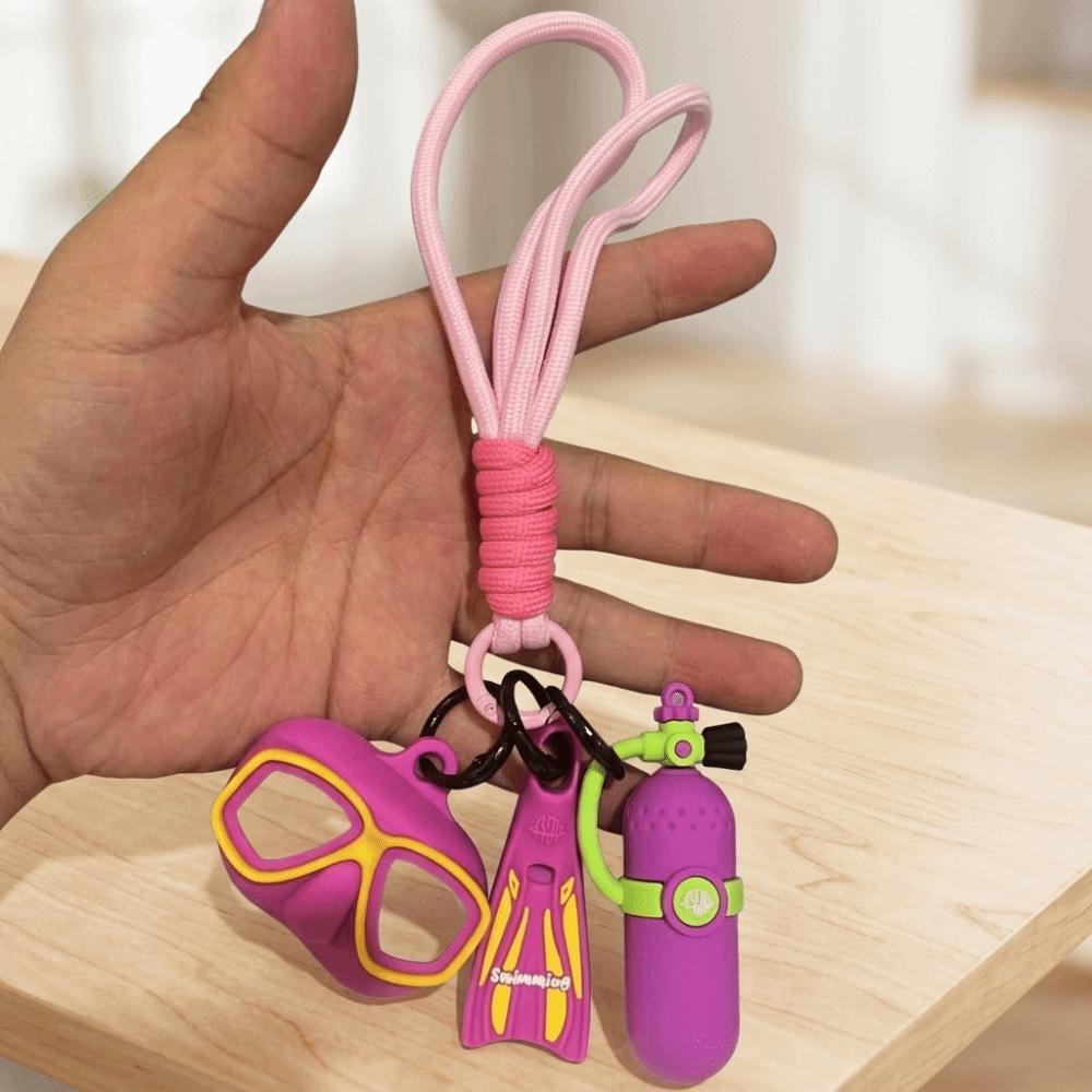 Funny Diving Series Keychain Creative Oxygen Cylinder Keyring Diving Enthusiast