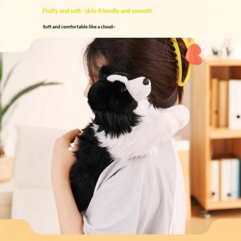 Realistic Border Collie Stuffed Plush Toy Soft Lifelike Dog Doll for Pet Play Companion Kids Christmas Gift