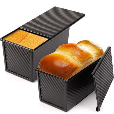Pullman Kastenform mit Deckel 1 Pfund Antihaft Brotbackform Kohlenstoffstahl Rechteckig Geriffelt Toastbox Form Kuchenform Jt157