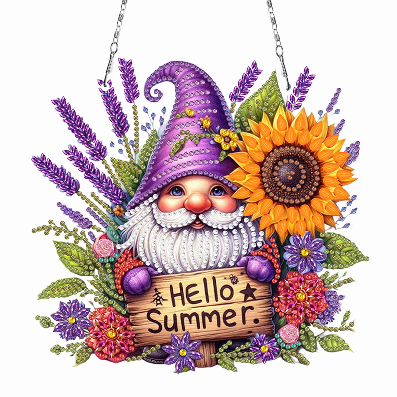 

Gnome Theme 2D Flat DIY Special Shape Rhinestone Diamond Art Window Pendants Diamond Art Pendant DIY Home Decor Hanging Charm