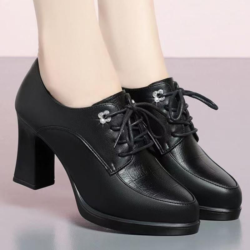 New Style Thick-soled Anti-slip Shoes, Soft Leather Thick Sole, Casual High-heeled Single Shoes for Women