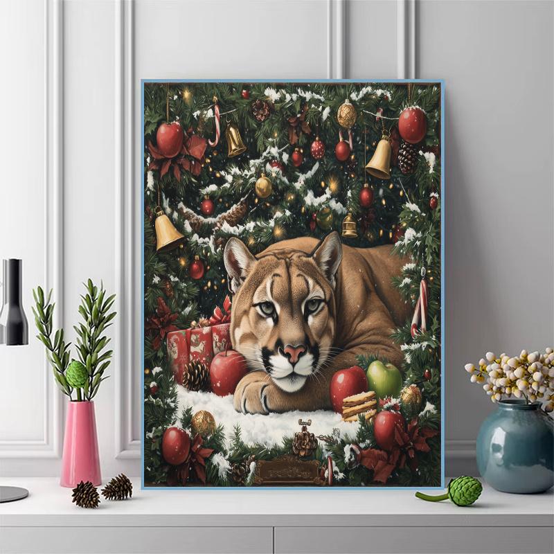 Christmas cougar Pattern 3pcs 100% Round Full Drill 5D DIY Diamond Painting Embroidery Cross Stitch Rhinestone Décor