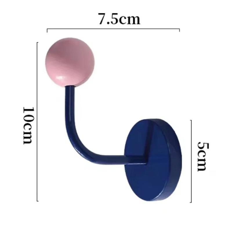 1PC Magnetic Hook Colored Wooden Ball Contrast Metal Punch Free No Trace Refrigerator Decorative Storage Hook