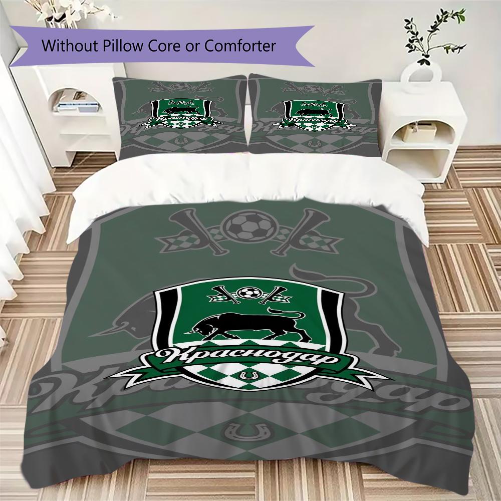 Fc Krasnodar Pattern Bedding uilt Set uilt Cover Pillowcase Home Decoration Birthday Gift (1*duvet cover + 2*pillowcase without core)