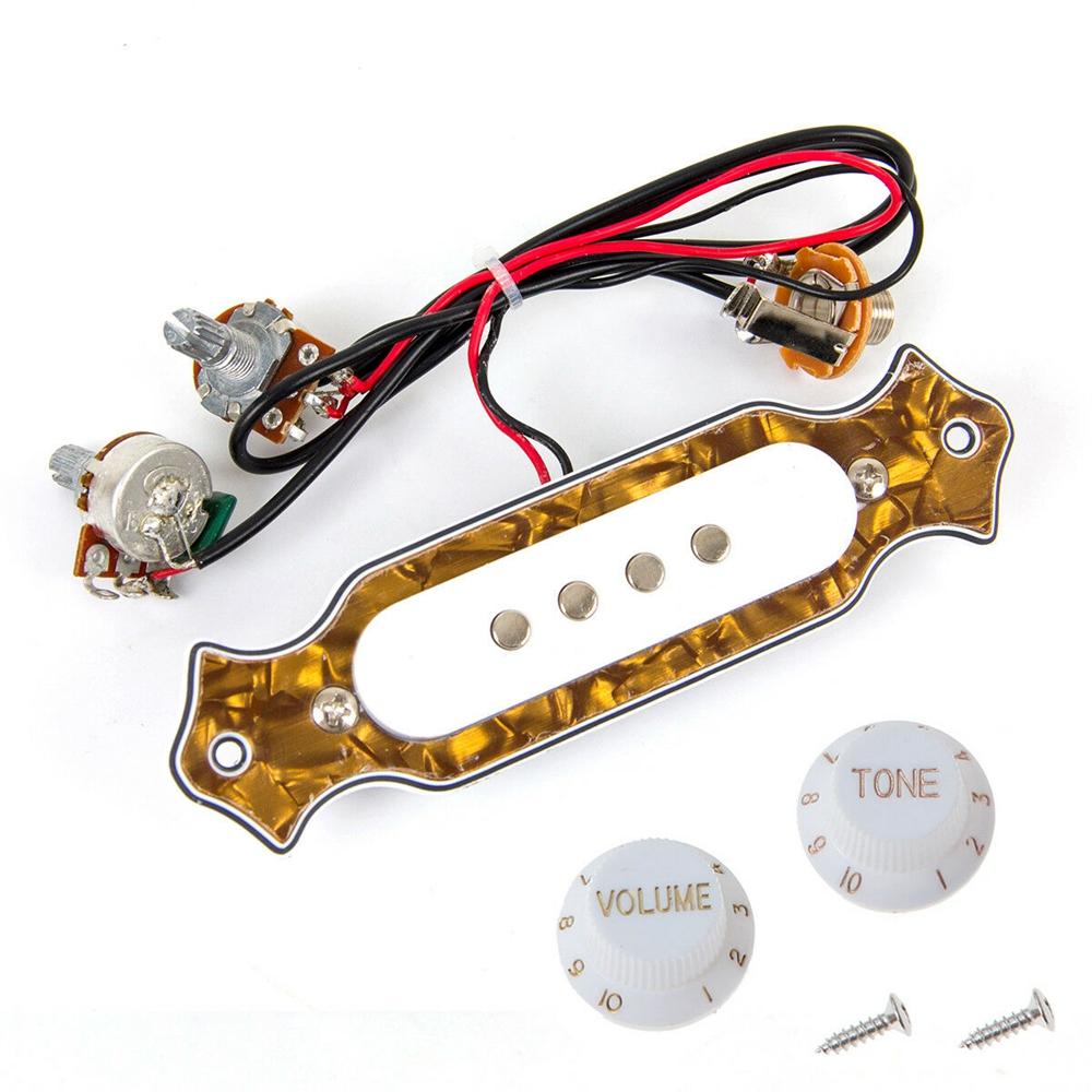 Pre-wired 4 string Single Coil Soundhole Pickup Harness with Volume &Tone Pots for Electric Guitar